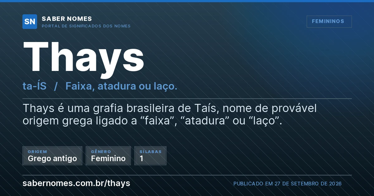 Imagem com o significado do nome Thays