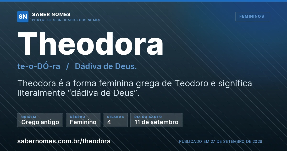 Imagem com o significado do nome Theodora