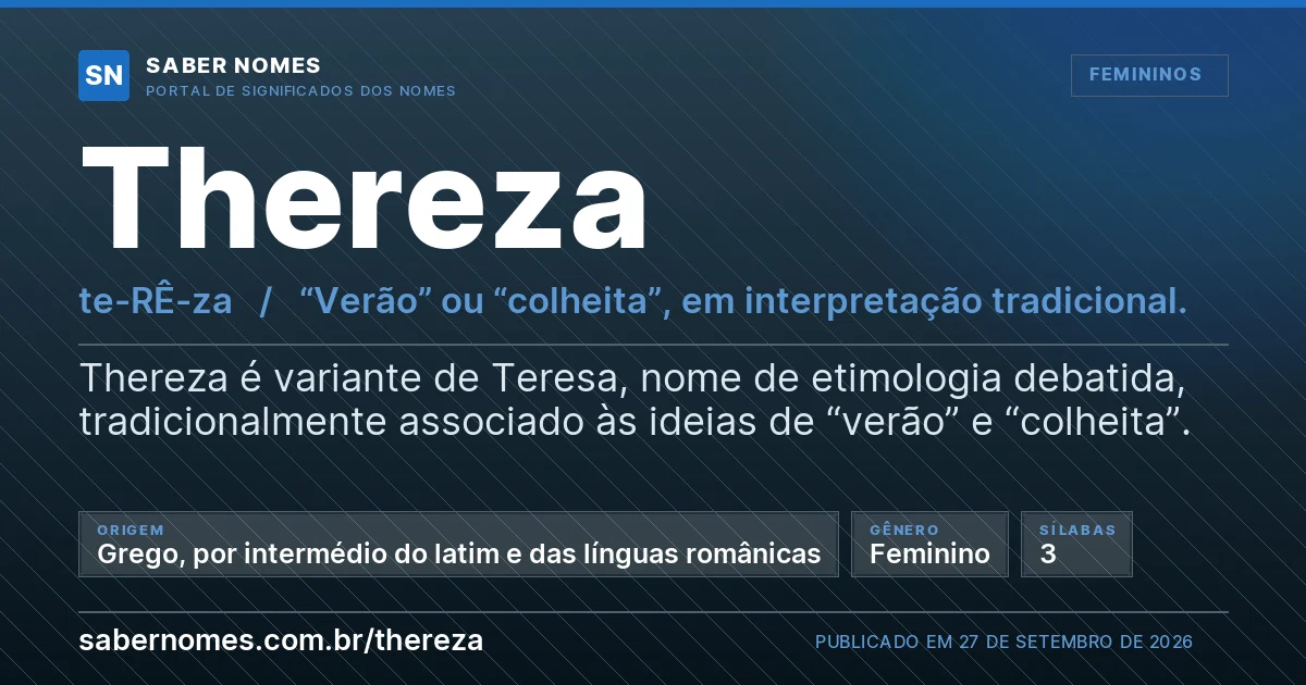Imagem com o significado do nome Thereza