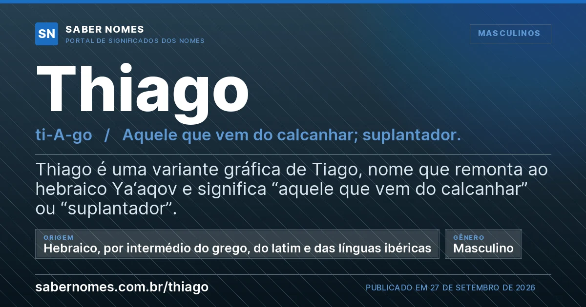 Imagem com o significado do nome Thiago