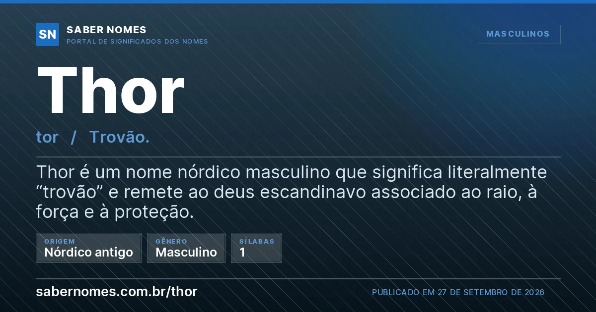 Imagem com o significado do nome Thor