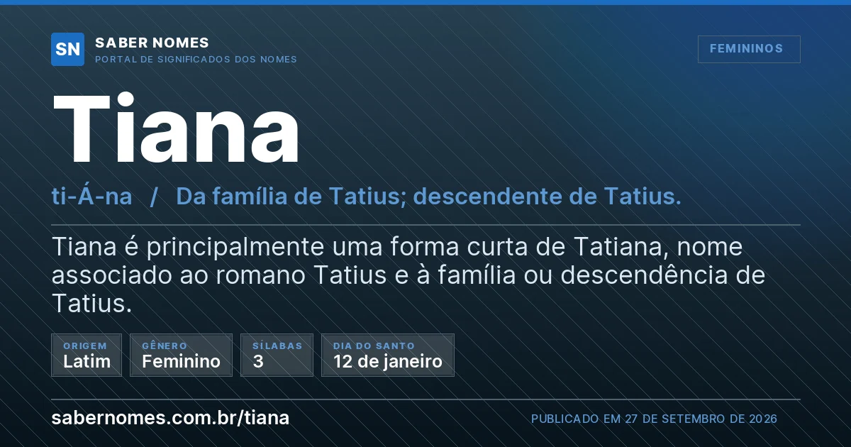 Imagem com o significado do nome Tiana