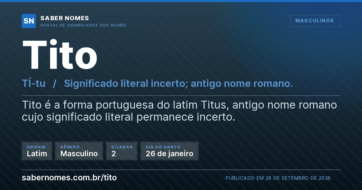 Imagem com o significado do nome Tito