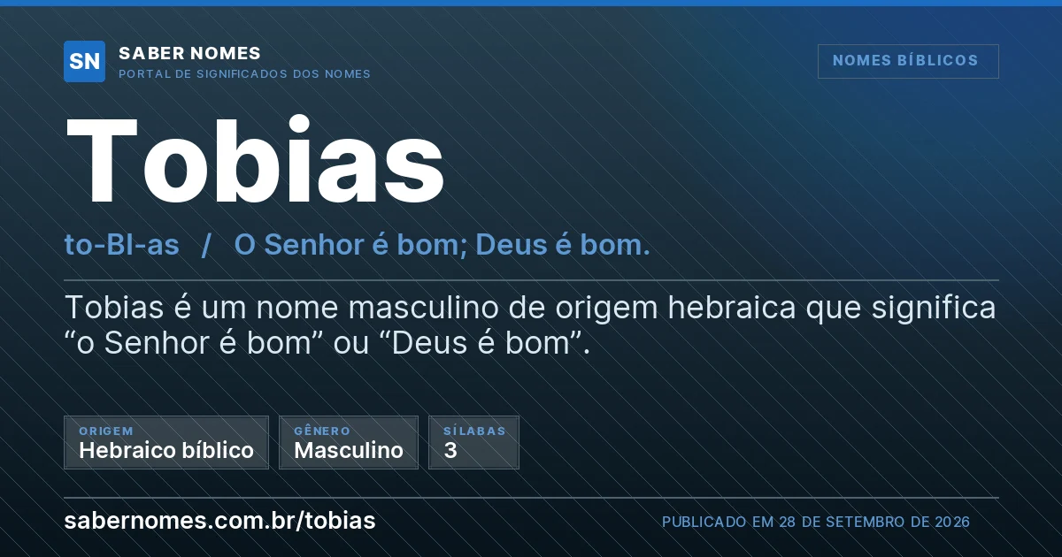 Imagem com o significado do nome Tobias