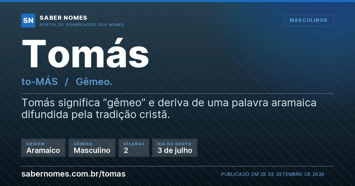 Imagem com o significado do nome Tomás