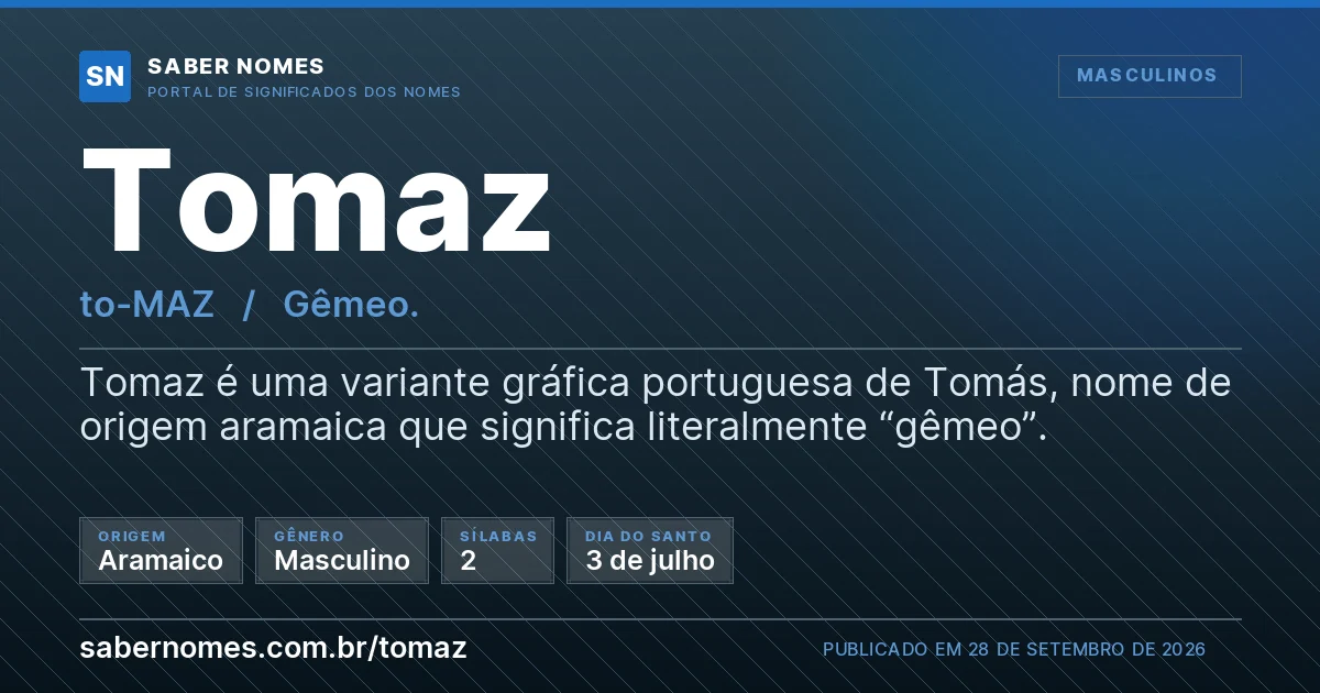Imagem com o significado do nome Tomaz