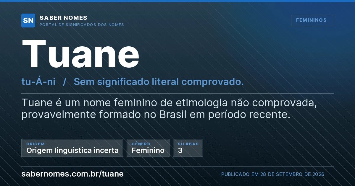 Imagem com o significado do nome Tuane