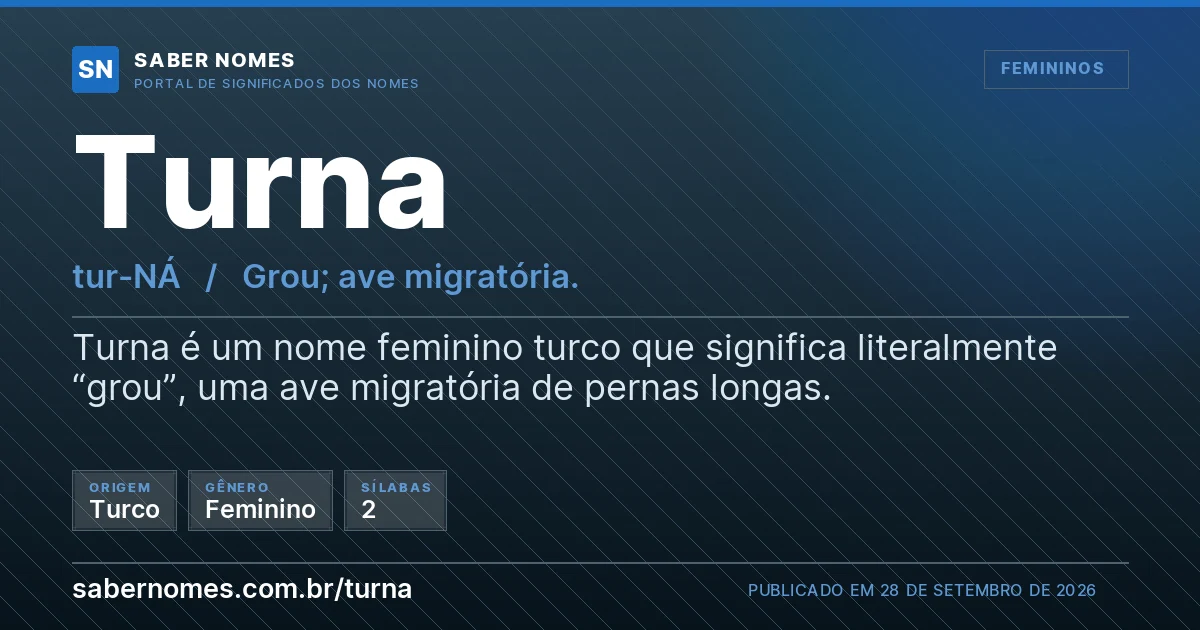 Imagem com o significado do nome Turna