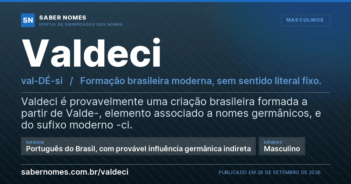 Imagem com o significado do nome Valdeci