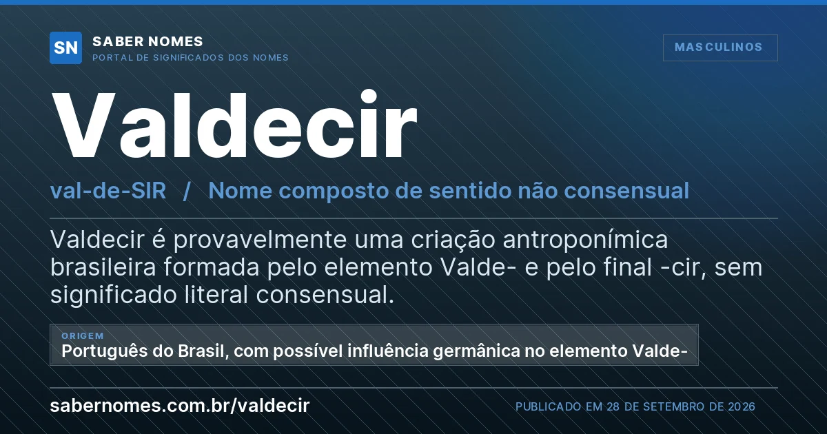 Imagem com o significado do nome Valdecir