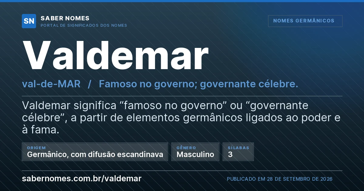 Imagem com o significado do nome Valdemar