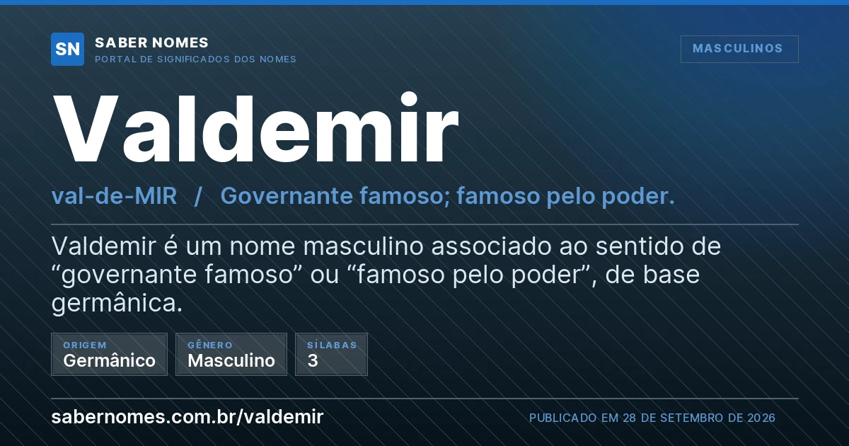 Imagem com o significado do nome Valdemir