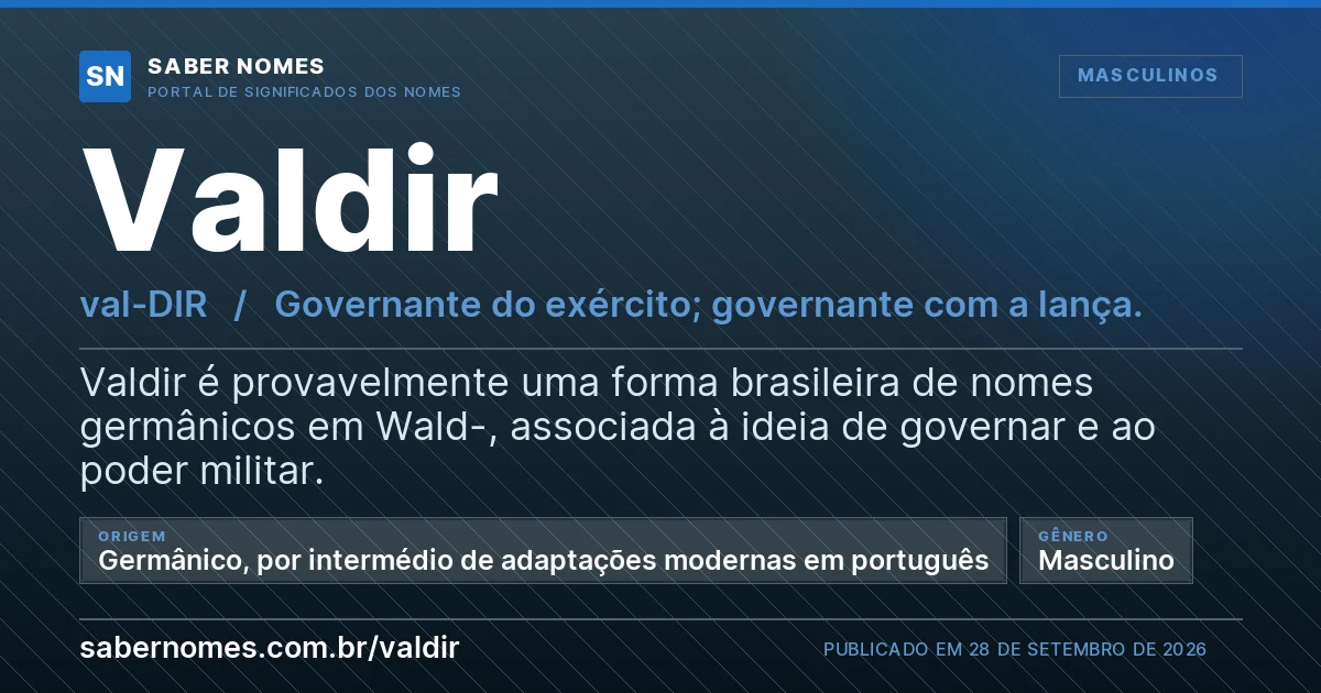 Imagem com o significado do nome Valdir