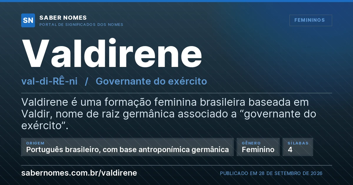 Imagem com o significado do nome Valdirene