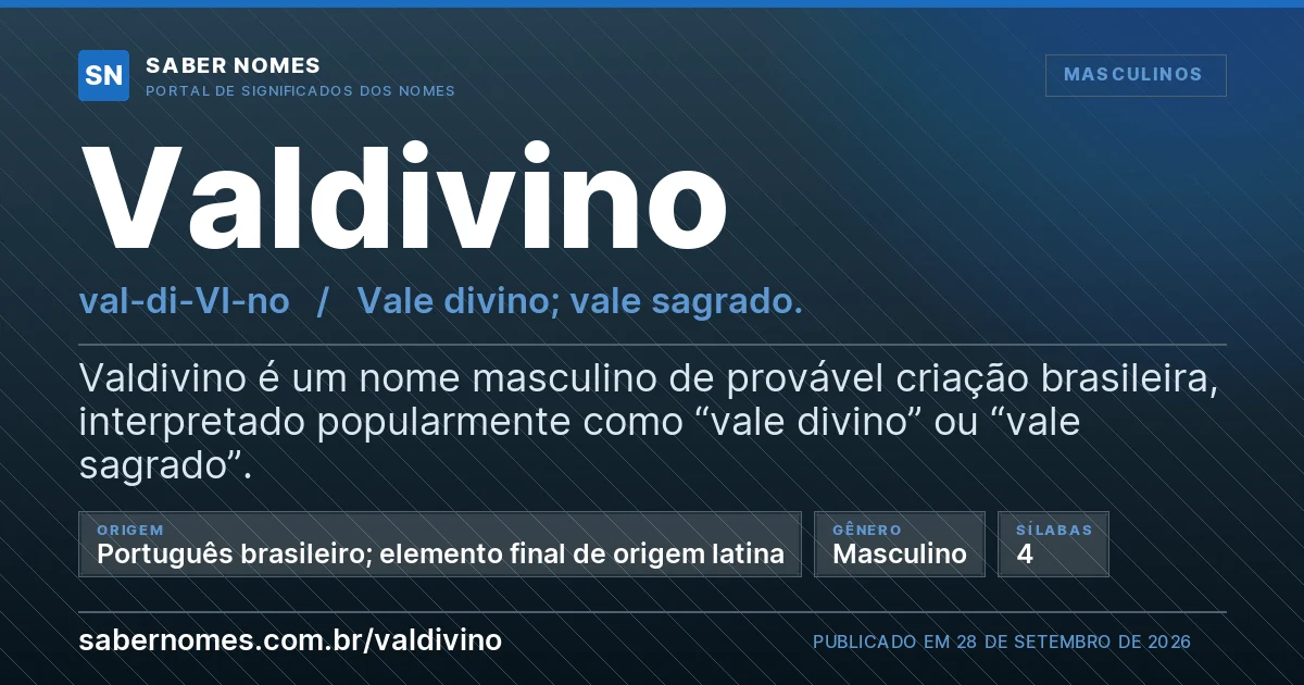 Imagem com o significado do nome Valdivino
