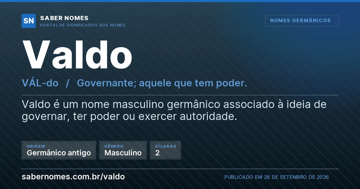 Imagem com o significado do nome Valdo