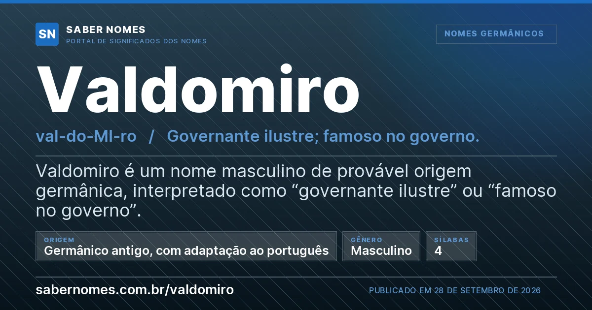 Imagem com o significado do nome Valdomiro