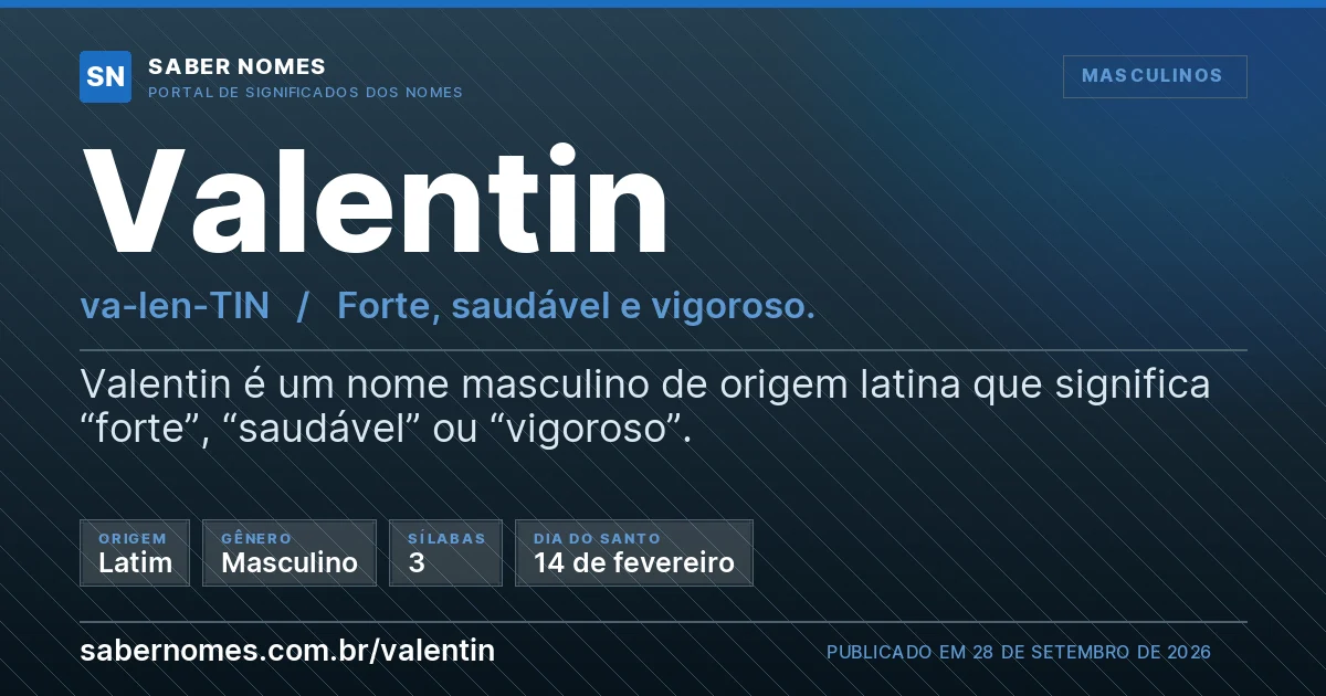 Imagem com o significado do nome Valentin