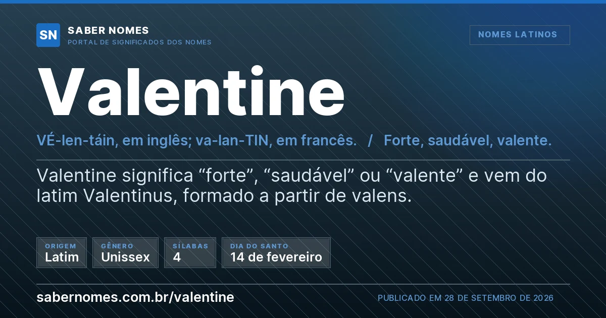 Imagem com o significado do nome Valentine