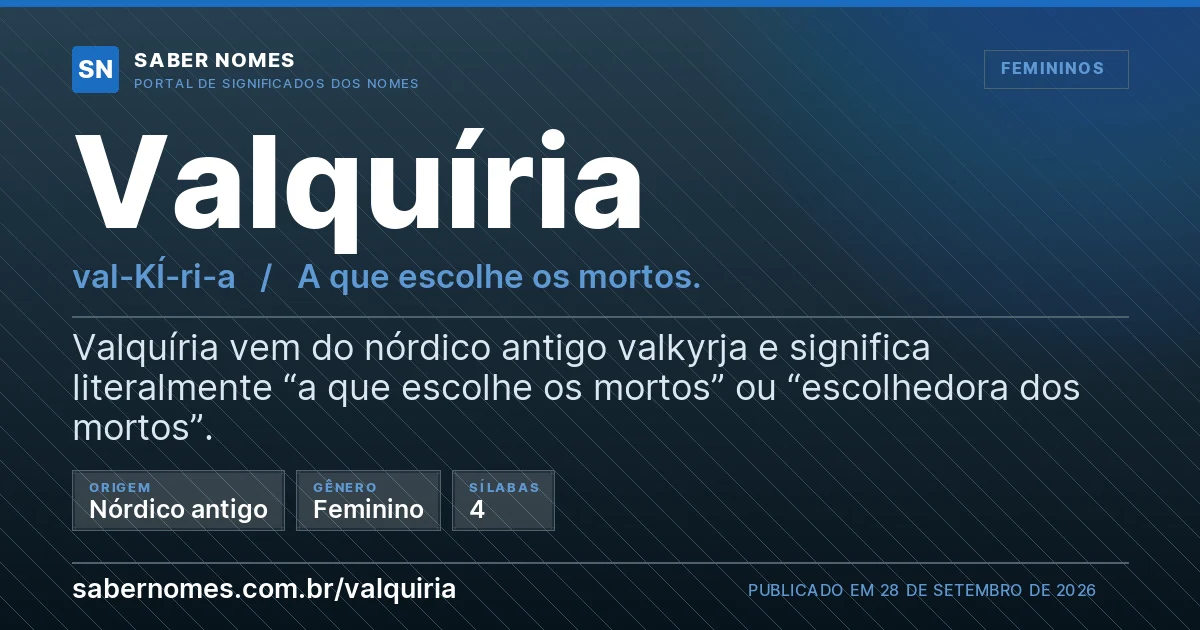 Imagem com o significado do nome Valquíria