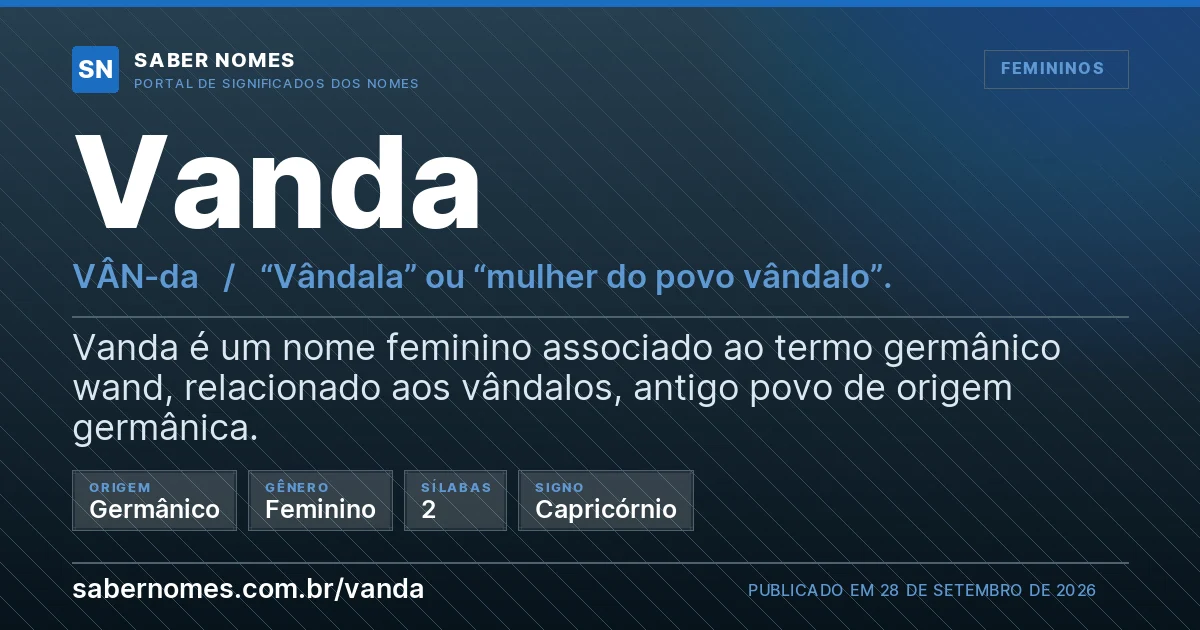 Imagem com o significado do nome Vanda