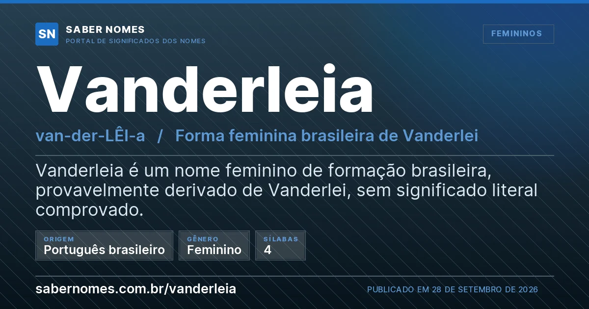 Imagem com o significado do nome Vanderleia