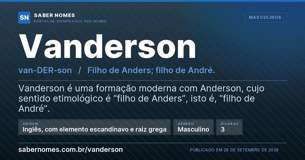 Imagem com o significado do nome Vanderson
