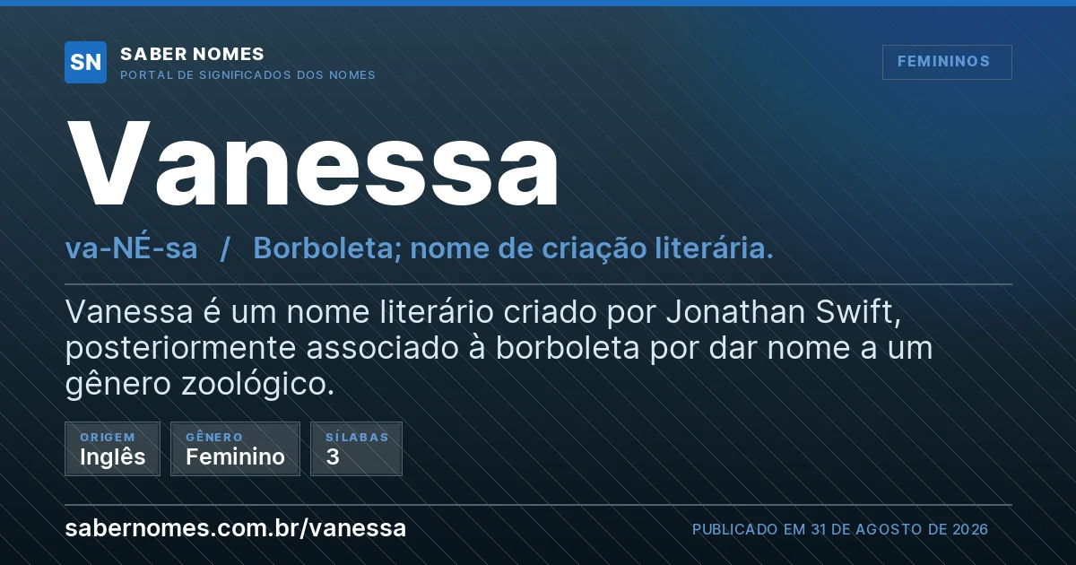 Imagem com o significado do nome Vanessa