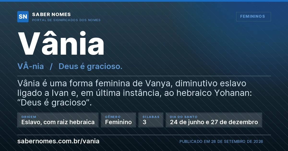 Imagem com o significado do nome Vânia