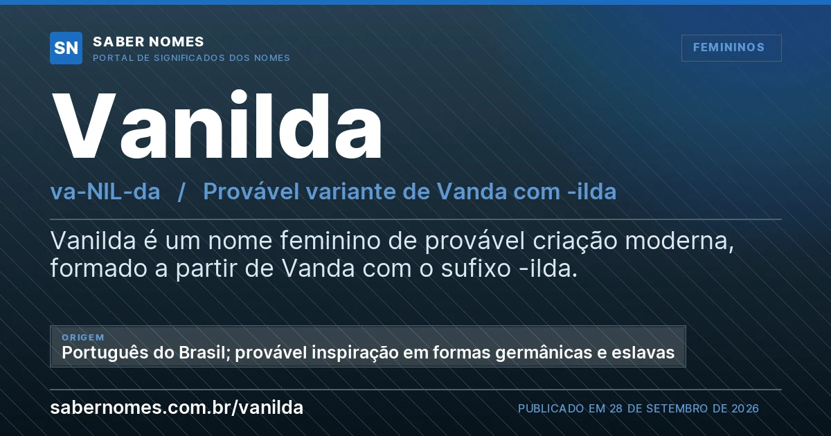 Imagem com o significado do nome Vanilda