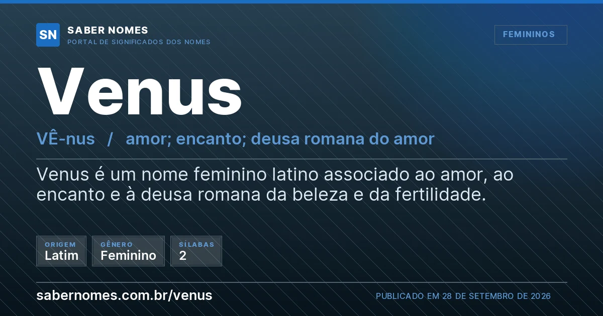 Imagem com o significado do nome Venus