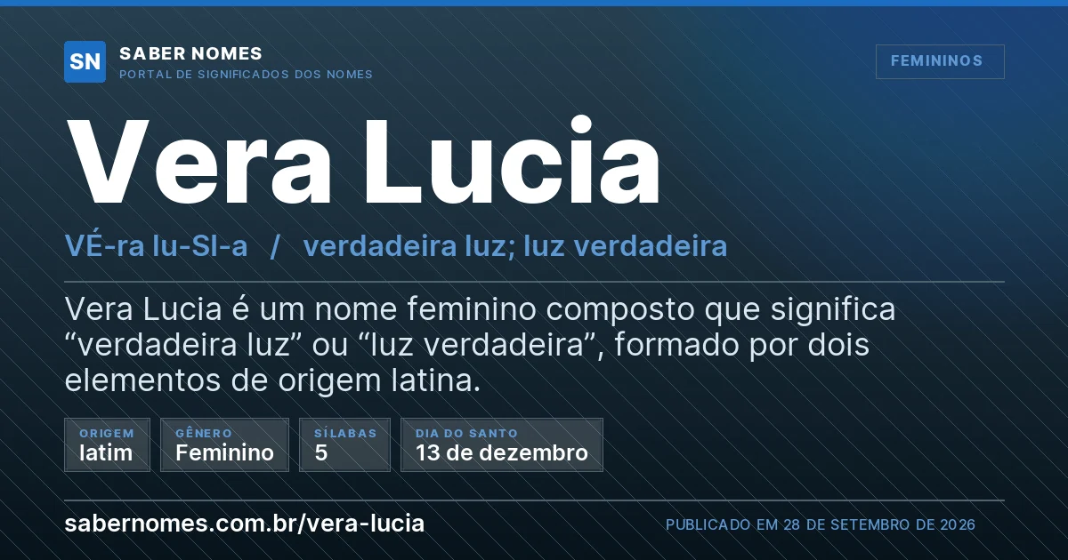 Imagem com o significado do nome Vera Lucia