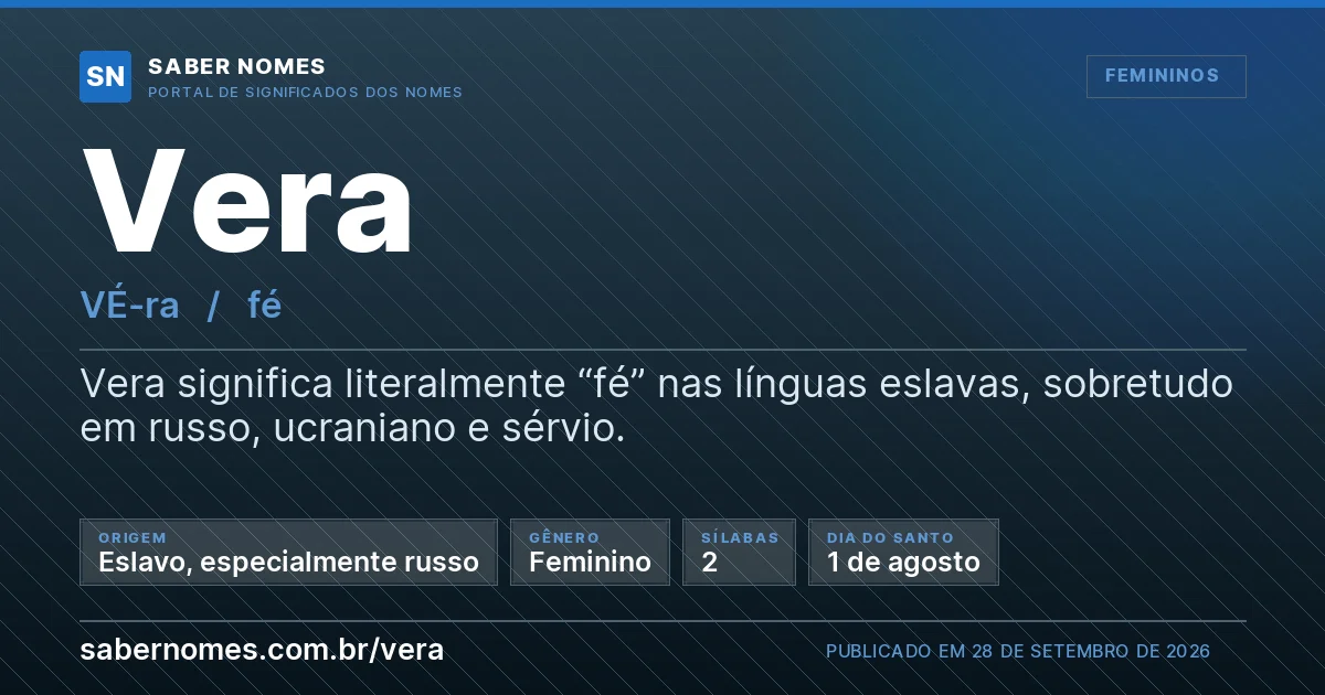 Imagem com o significado do nome Vera