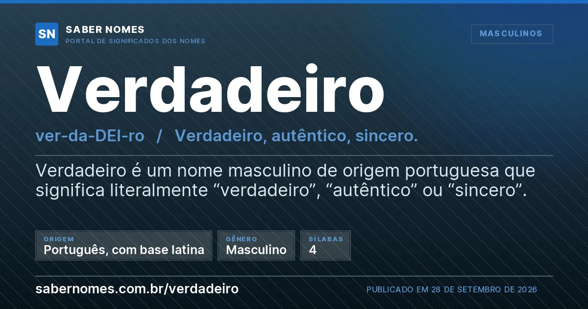 Imagem com o significado do nome Verdadeiro