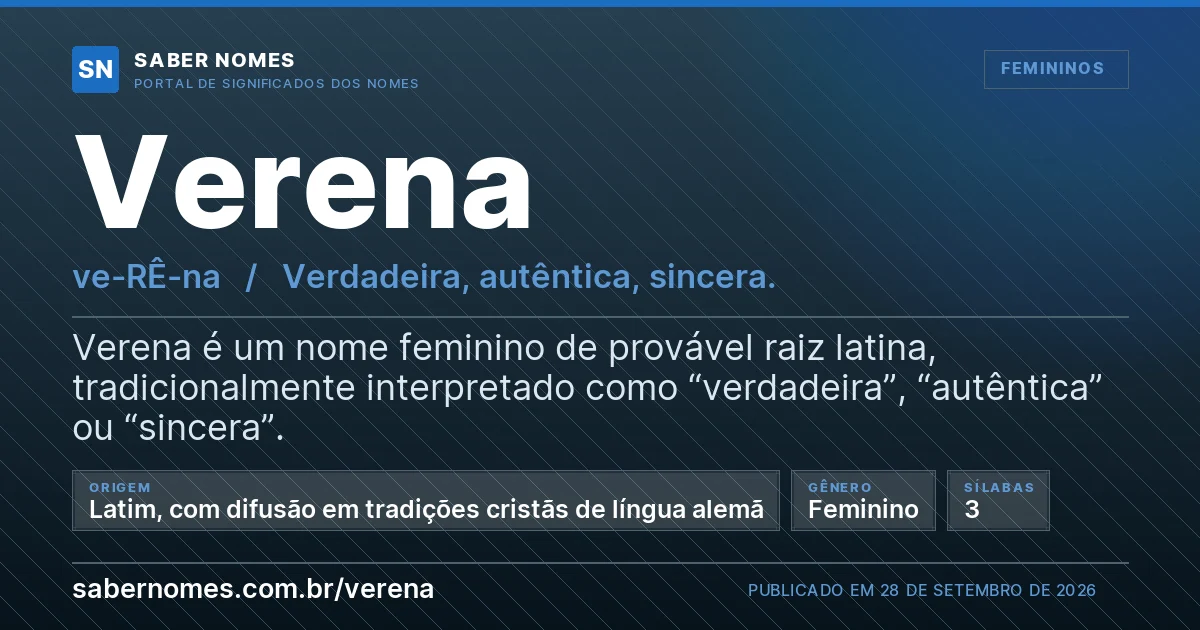 Imagem com o significado do nome Verena