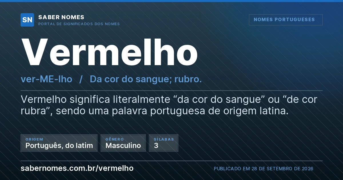 Imagem com o significado do nome Vermelho