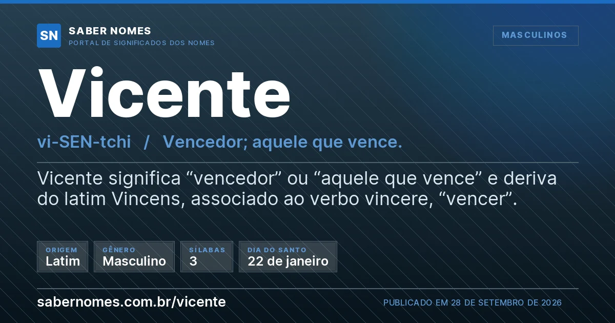 Imagem com o significado do nome Vicente