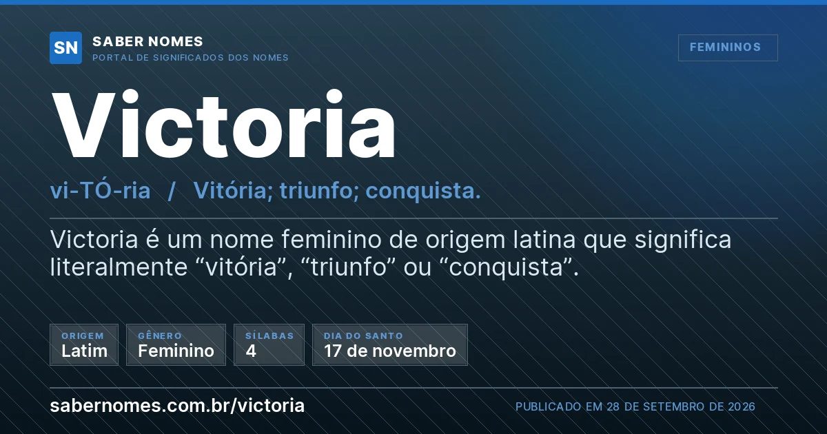 Imagem com o significado do nome Victoria
