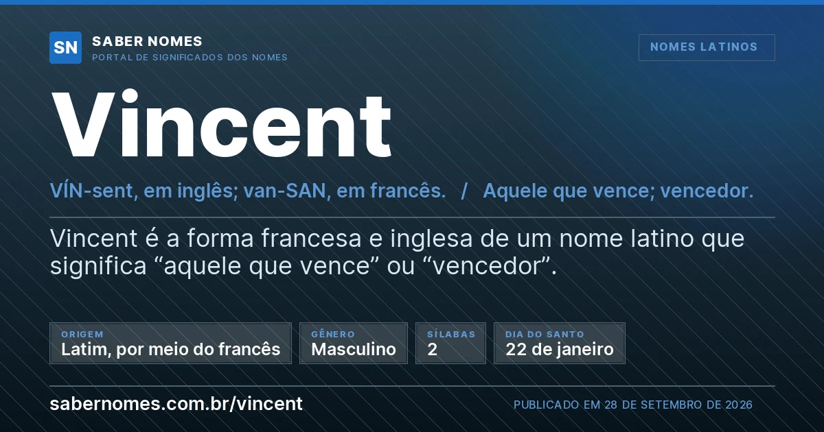 Imagem com o significado do nome Vincent