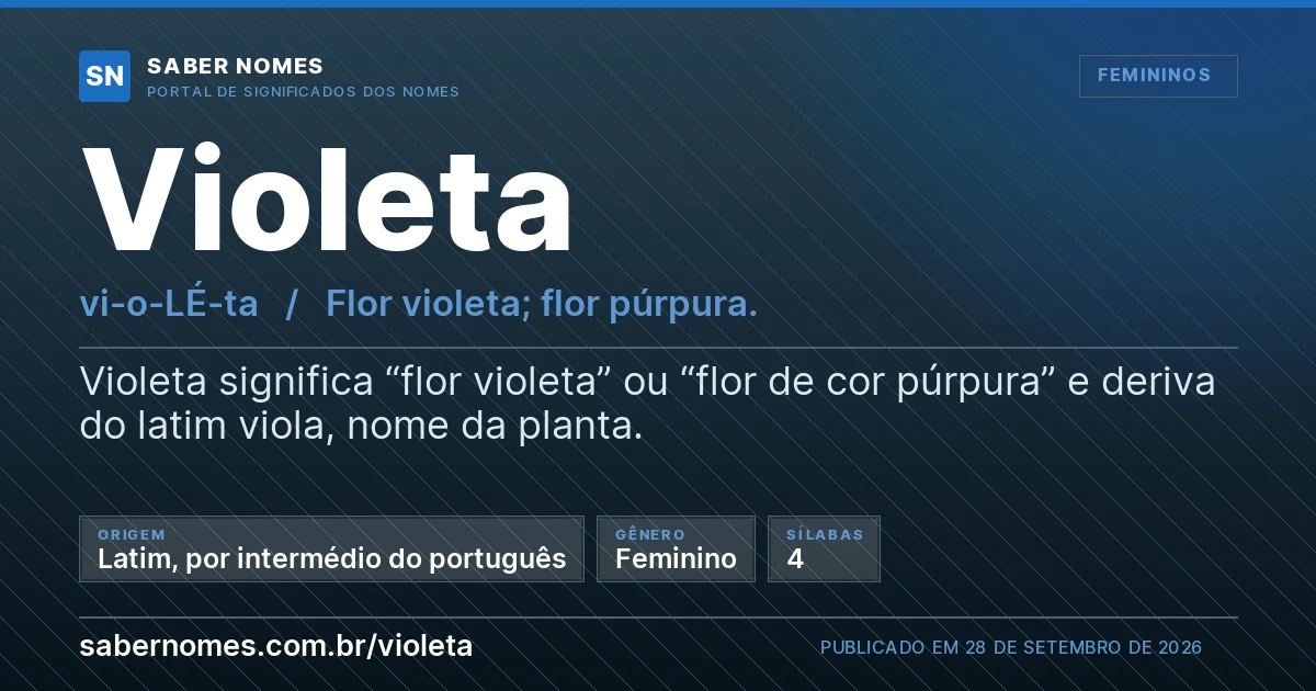 Imagem com o significado do nome Violeta