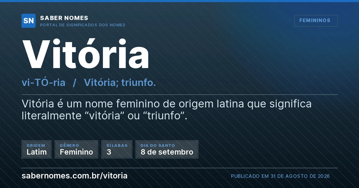 Imagem com o significado do nome Vitória