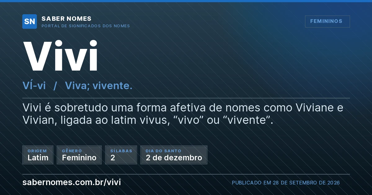 Imagem com o significado do nome Vivi
