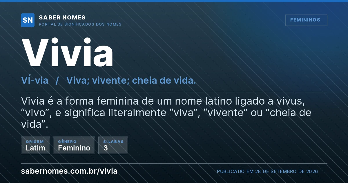 Imagem com o significado do nome Vivia