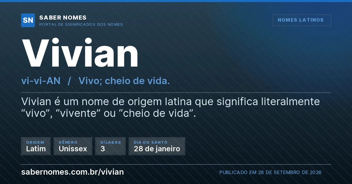 Imagem com o significado do nome Vivian