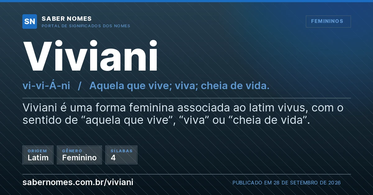 Imagem com o significado do nome Viviani