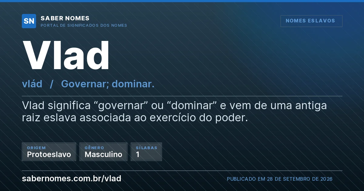 Imagem com o significado do nome Vlad