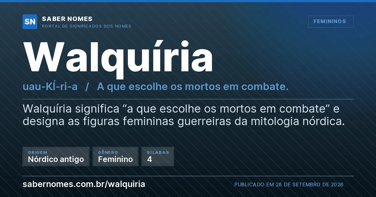 Imagem com o significado do nome Walquíria