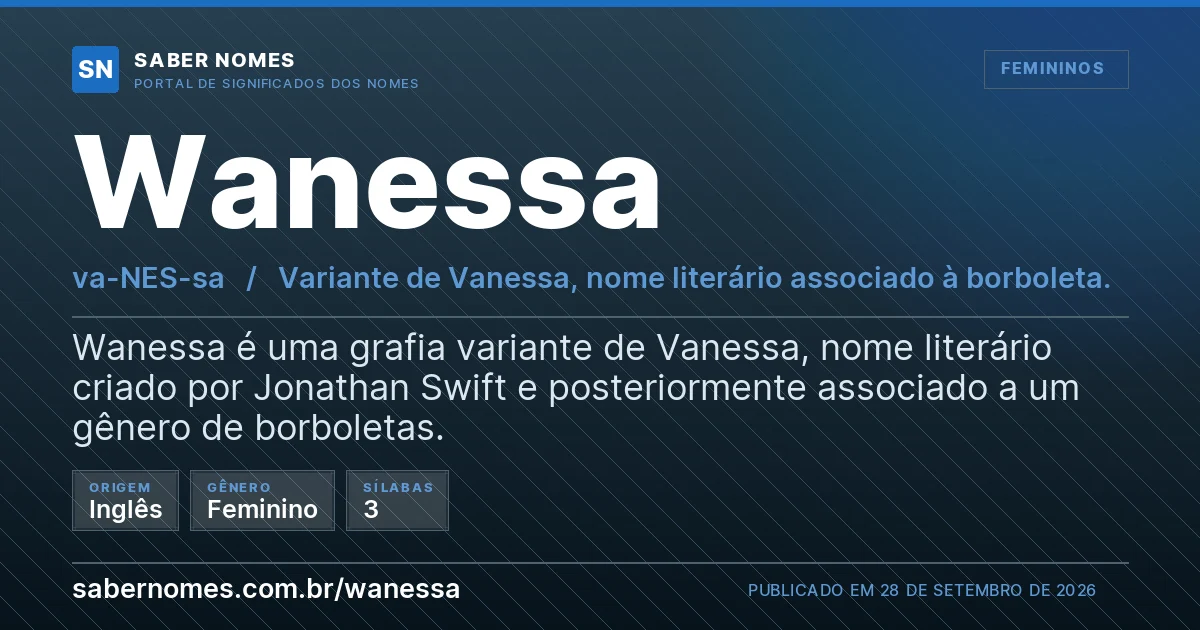 Imagem com o significado do nome Wanessa