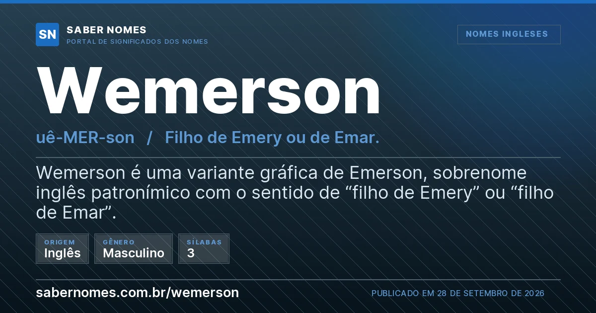 Imagem com o significado do nome Wemerson