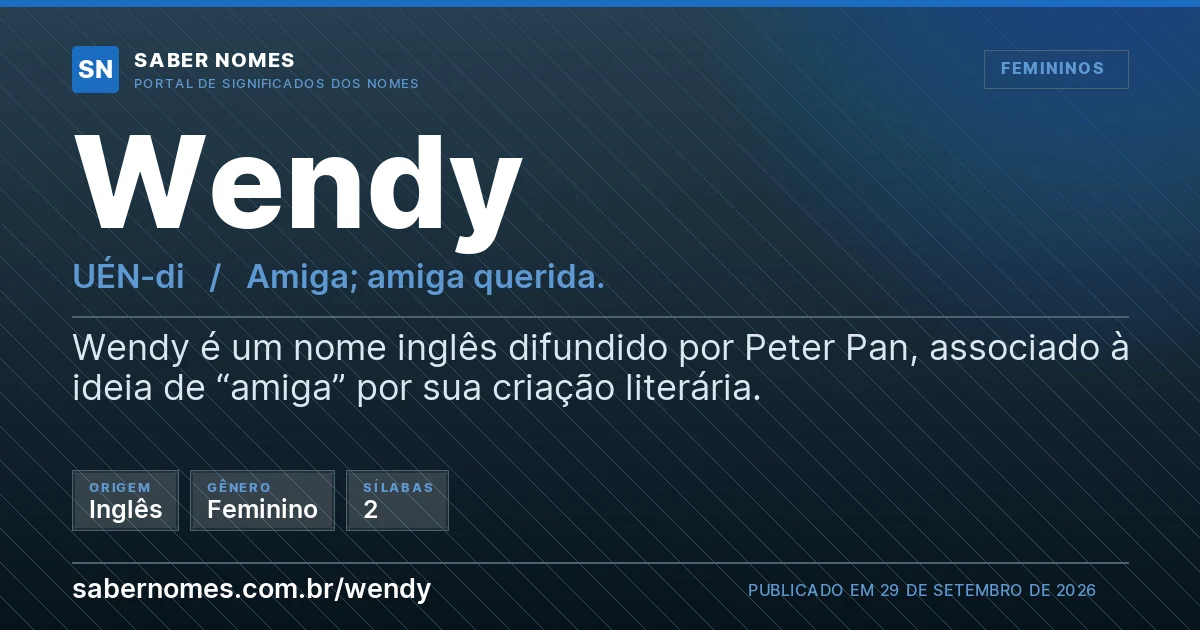Imagem com o significado do nome Wendy